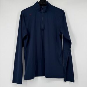 Rhone Mens M Navy Blue Quarter Zip Long Sleeve Performance Pullover RN141364